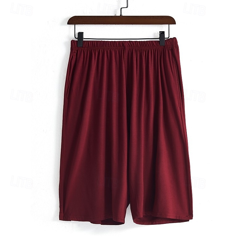 Homens Loungewear shorts de pijama Tecido Moda Clássico Casual Casa Diário De Cama Algodão Conforto Respirável Macio Calção Cintura elástica Verão Preto Rosa de 2025 por $13.49 –P10