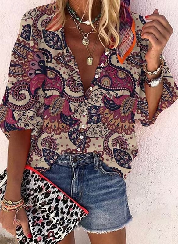 Femmes Chemise Hauts d'été Bohème Quotidien Chaussures de plage Demi Manches Col de chemise Hauts Réguliers Léopard Noir Jaune Bleu Ciel Fuchsia Été de 2025 ? $19.99 –P4