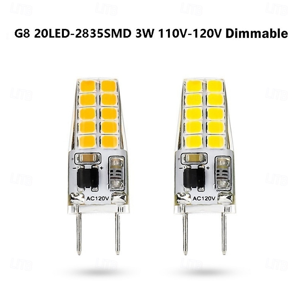 G8 LED Light Bulbs Dimmable 120V T4 JCD Type Bi-Pin G8 Base Bulb 3W Equivalent to 20W-25W Halogen Bulb White Warm White for Puck Light Under Cabinet Light Under Counter Light 5pcs 2025 - $19.99 –P5