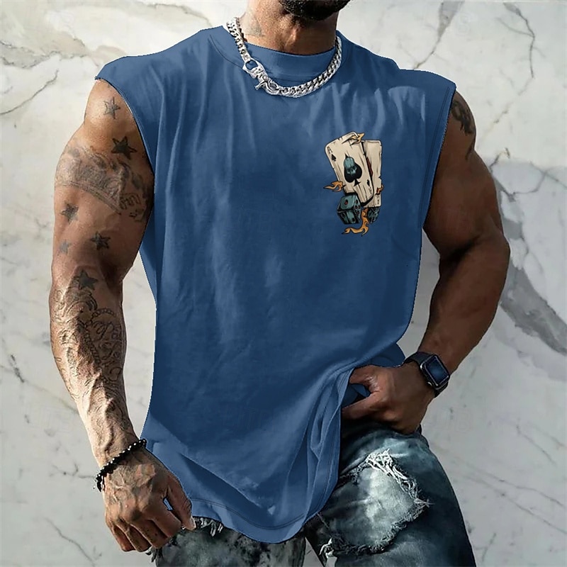 Bărbați Bluză Vest Top Sub Cămașă Cămașă fără mâneci Fără manșon Stil Nautic Vară Pocher Modă Designer De Bază Imprimeu Vacanță Stradă Ieșire Negru Alb Albastru piscină Top tricou pentru bărbați 2025 - $13.99 –P7