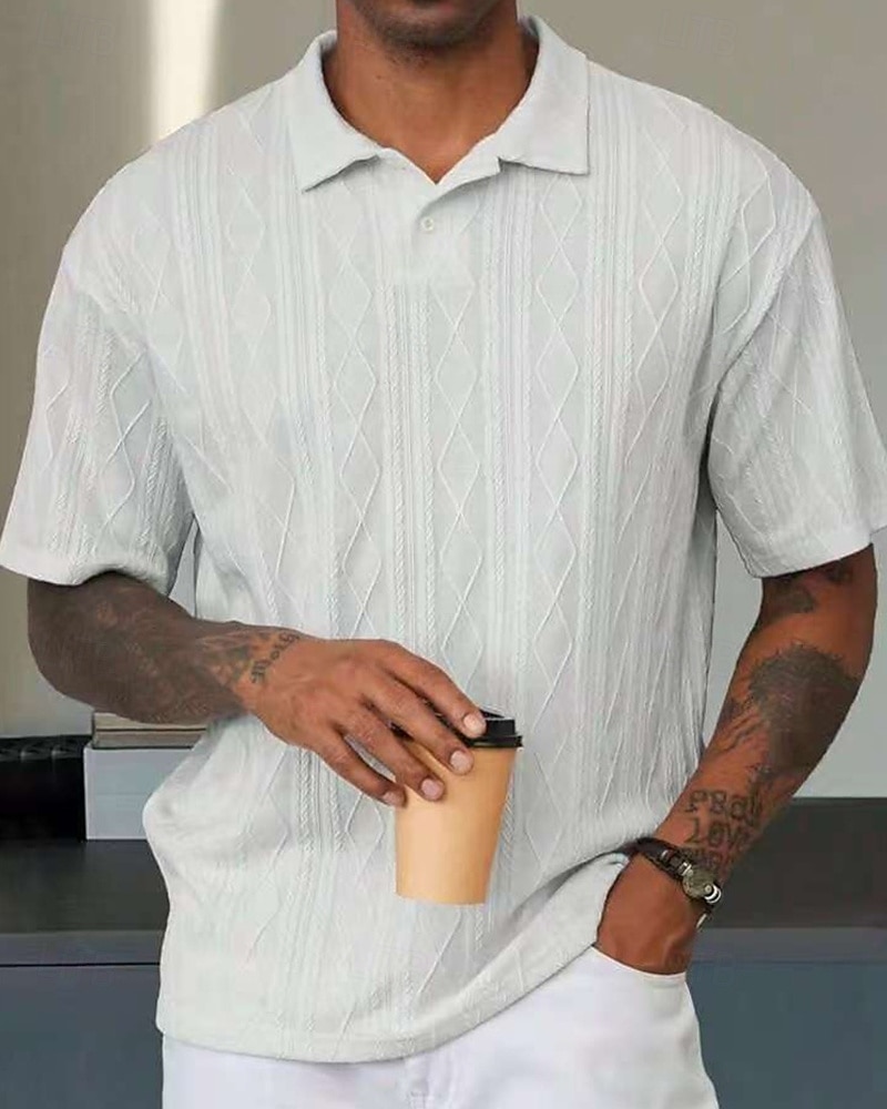Men's Golf Shirt Golf Polos Shirts Work Casual Lapel Short Sleeve Basic Modern Plain Buttons Jacquard Summer Regular Fit Black White Blue Khaki Army Green Gray Golf Shirt 2026 - $18.99 –P6