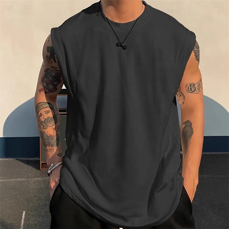 Herren Tank Top Weste Unterhemd Ärmelloses Shirt Ärmellos Rundhalsausschnitt Sommer Einfach Mode Designer Basic Klassisch Urlaub Straße Ausgehen Schwarz Weiß Rosa Top T-Shirt für Herren 2025 - $9.49 –P14