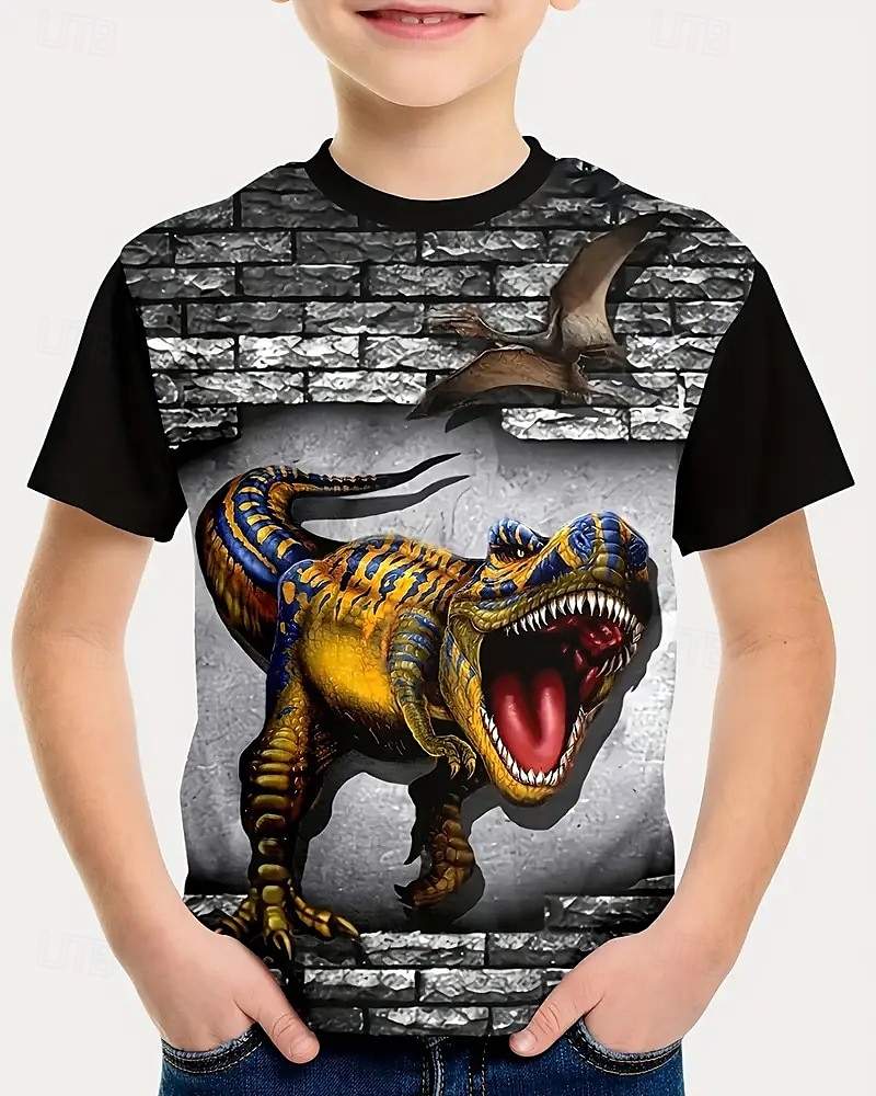 Boys 3D Animal Dinosaur T shirt Tee Short Sleeve Summer Spring Fashion Basic Kids 4-12 Years Crew Neck Outdoor Casual Daily Regular Fit 2025 - $11.99 –P3