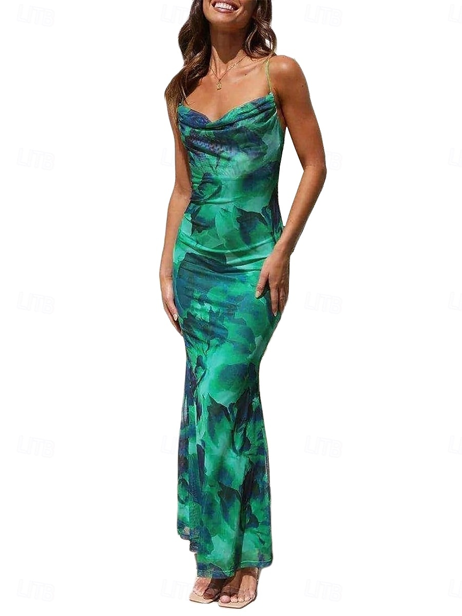 Női Midi ruha Boho esküvői vendégruha Elegáns Csehország Szexi Bodycon ruha Bohém Ujjatlan Spagettipánt Világos rózsaszín aqua kék Medence Sötétzöld Nyár 2025 - $24.99 –P2