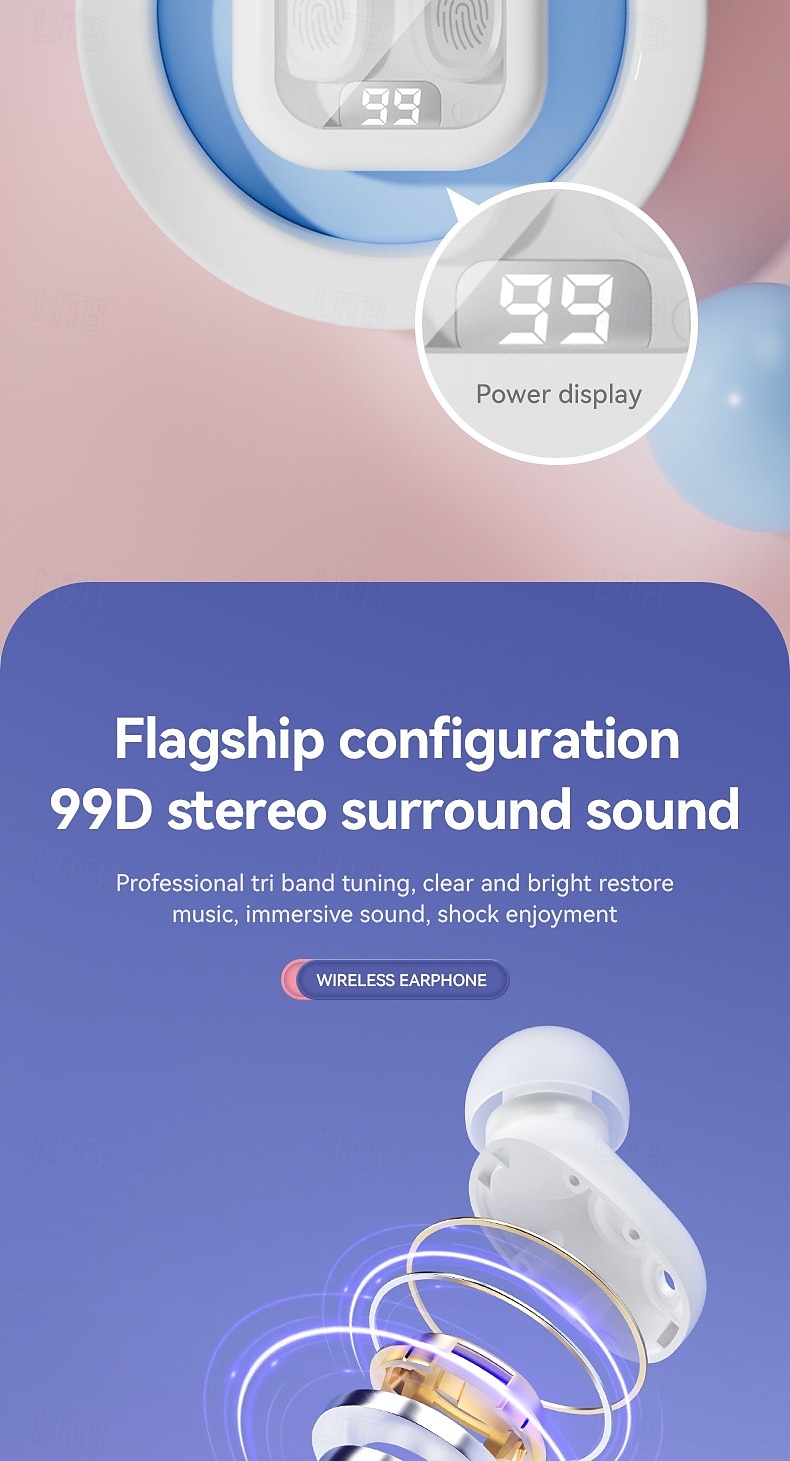 BY18 TWS Wireless Earbuds Bluetooth 5.3 In-Ear Headphones with Charging Case, Low Latency, Stereo Sound, Built-in Mic for Phone and Gaming 2025 - $25.99 –P5