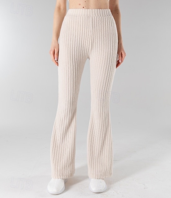 Dam EU / US-storlek Kinesiska Säckiga byxor Mysiga leggings Lättvikt Fullängd Hög midja Rand Snabb tork Lättvikt Mjuk Microelastisk Dagliga kläder risvit Svart 4 # Vår, Höst, Vinter, Sommar Lös 2025 - $13.99 –P1