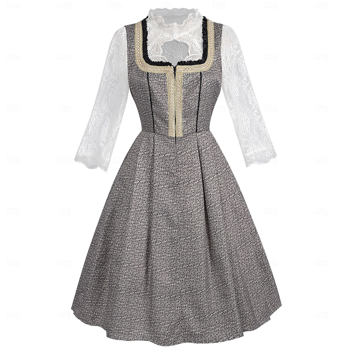 Women's Bavarian Dirndl Lace Dress with Embroidered Apron and Blouse for Oktoberfest 2025 - $56.99 –P4