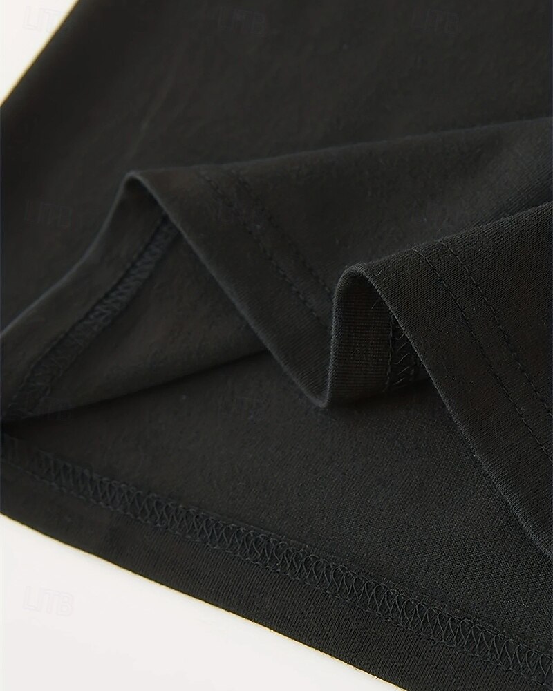 100% قطن أطفال للصبيان أسود حروف تي شيرت كنزات رقبة العمل كم قصير عطلة فضفاض مناسب للبس اليومي موضة تصميم رياضي طباعة الصيف 2025 - $13.99 –P3