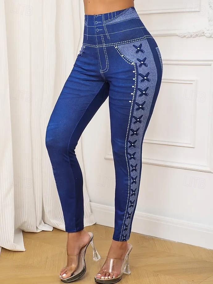 Pantaloni leggings pentru femei 3D Print Vacanță Modă Casual Lungime întreagă Talie înaltă Grafic Abstract Imprimare Respirabil Moale Elastic Vacanță Casual Zilnic Albastru Robin Egg Vară Primăvară 2025 - $19.99 –P5