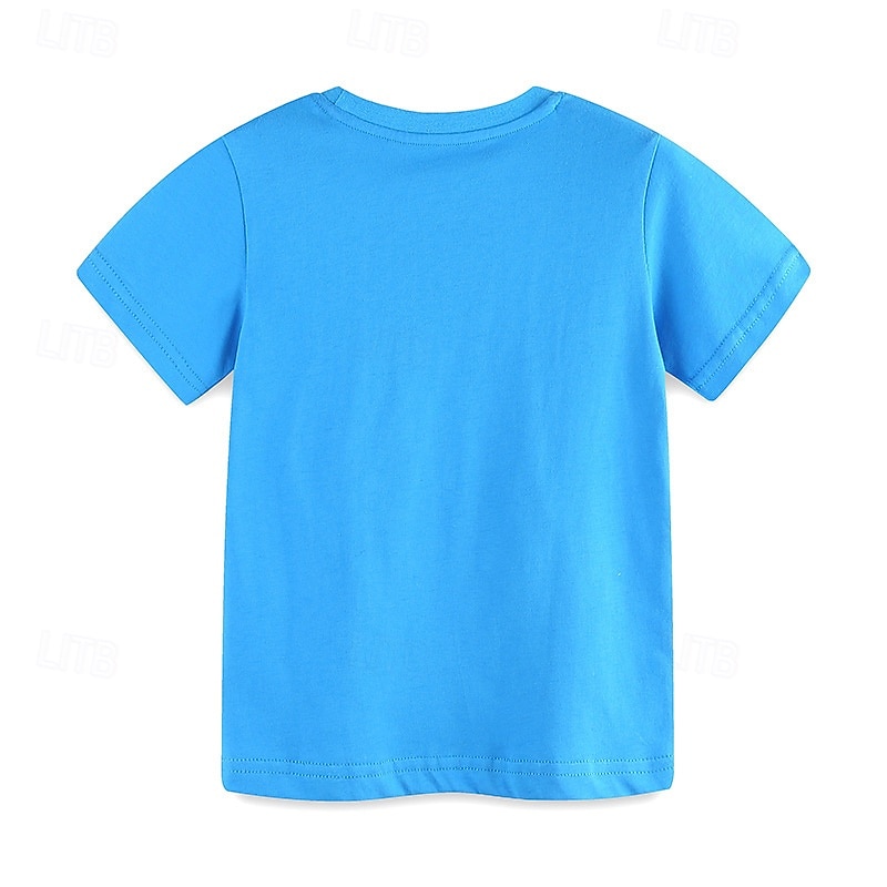 Lapset Poikien T-paita Tee Piirretty Lyhythihainen Crewneck Lasten toppi ulko- Perus Kesä Sininen 4 vuotta + 2025 - $13.99 –P2