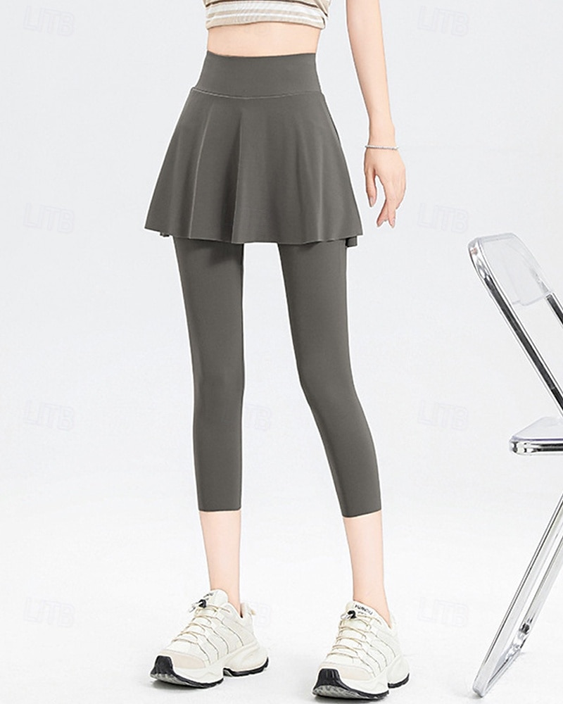 Per donna Tinta unita Gonna casual Gonna da tennis con leggings Capri Tasche Laterali Spacco Asciugatura Rapida Tennis Golf Pickleball Pantaloni Nero Marrone Grigio Spandex Abbigliamento da tennis del 2026 a $22.99 –P9