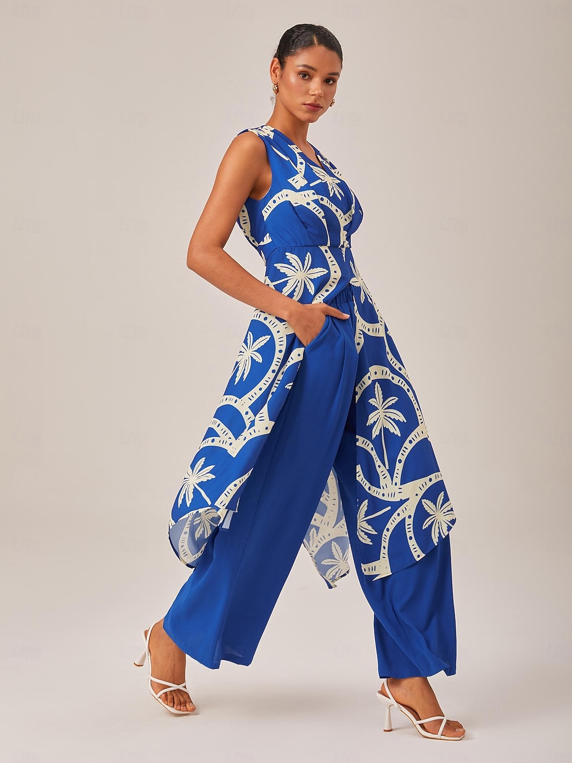 Geometric Print High Slit Beach Long Top 2025 - $61.99 –P3