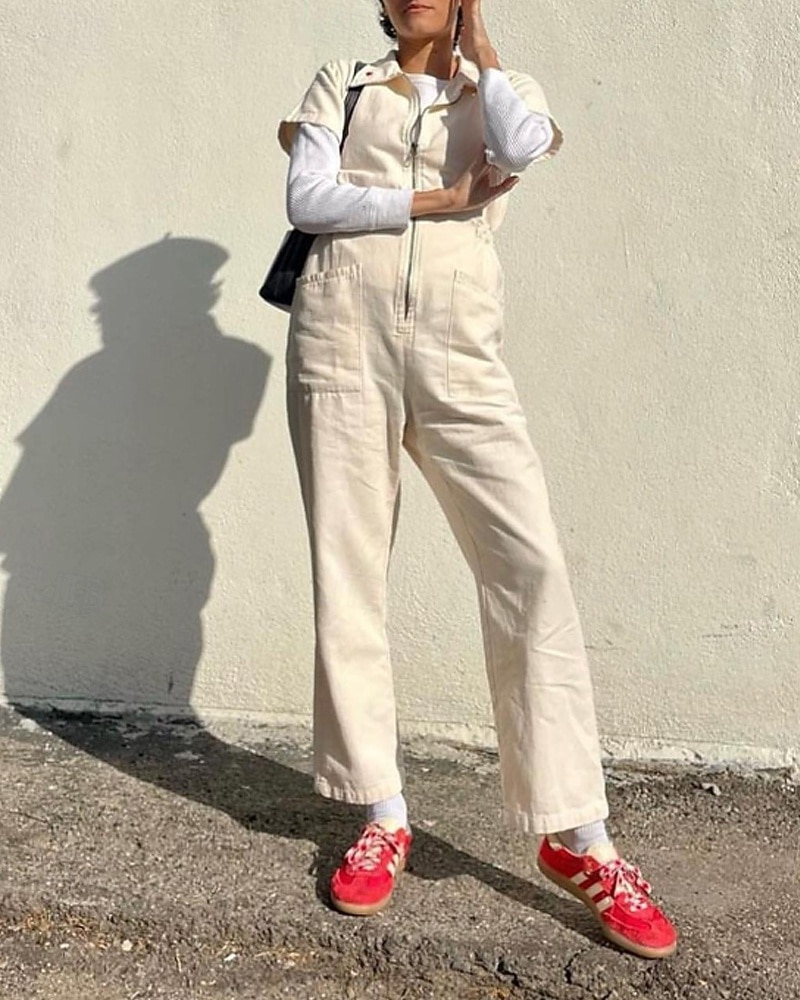 Damen Normal Overall Streetwear Einfarbig Kurzarm Hemdkragen Reißverschluss Ausgehen Wochenende Normale Passform Blau Schwarz Rosa Sommer 2026 - $31.99 –P11