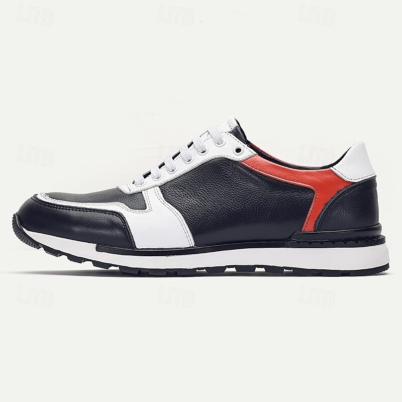 Men's Premium Leather Sneakers – Stylish Lace-Up Running Shoes with Red and White Accents for Sports, Travel and Everyday Wear 2025 - $94.99 –P3