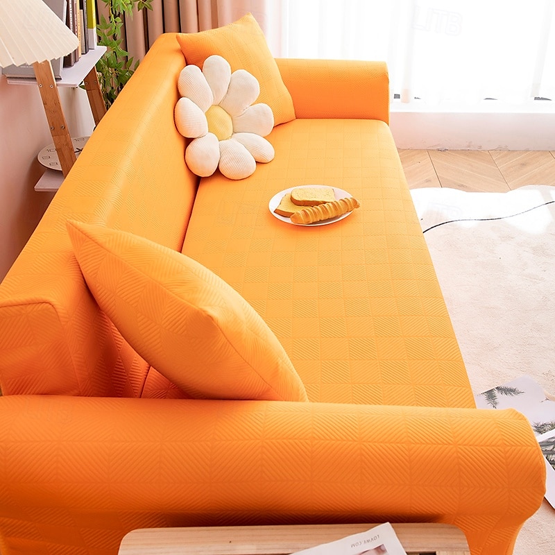 Stretch Sofa Cover Slipcover Elastic Sectional Couch Armchair Loveseat 4 or 3 seater L shape Jacquard Grey Water Repellent Plain Solid Soft Durable Washable 2025 - $45.99 –P19