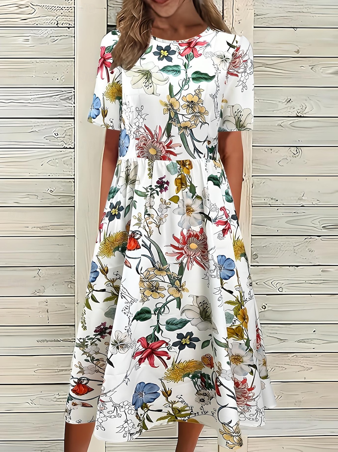 Damen Midikleid T-Shirt-Kleid A Linie Kleid Sommerkleid Urlaub Lässig Täglich Ausgehen Sommerkleid Normale Passform Blumen Grafik Halbarm Rundhalsausschnitt Weiß Dunkelpink Blau Sommer Frühling 2025 - $31.99 –P1