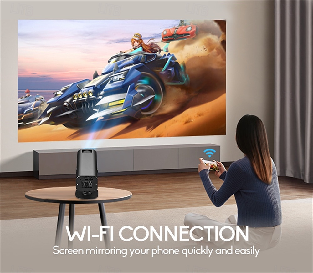 2025年 ミニスマートプロジェクター 30000 ルーメン、1080p 対応、300 インチディスプレイ、180 度回転、手動フォーカス、高コントラスト、ゲーム用インテリジェントチップ コレクション – $87.99 –P7