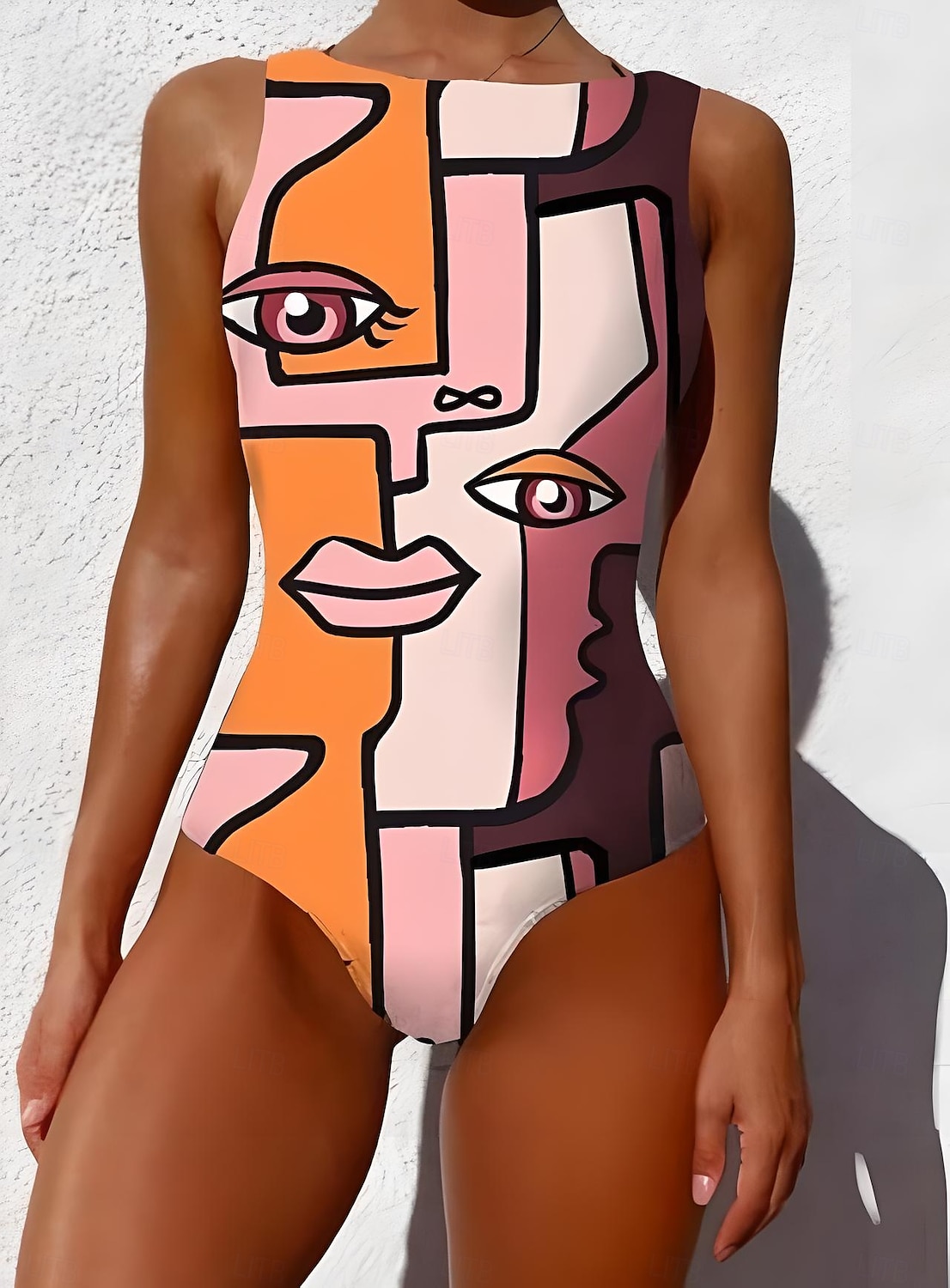 Kvinnors baddräkter en del monokini baddräkt rygglös mage kontroll hög midja smal semester strandkläder grafisk djur rundhalsad ärmlösa baddräkter 2025 - $28.99 –P5