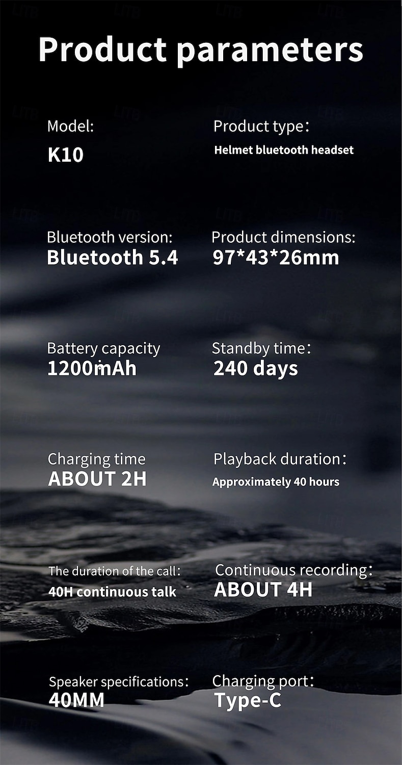 K10 Helmet Bluetooth Headset with DVR Recording, FM Radio, Voice Assistant, CVC Noise Reduction, IPX8 Waterproof, 40H Battery, HiFi Audio for Motorcycle Riding 2025 - $71.99 –P14