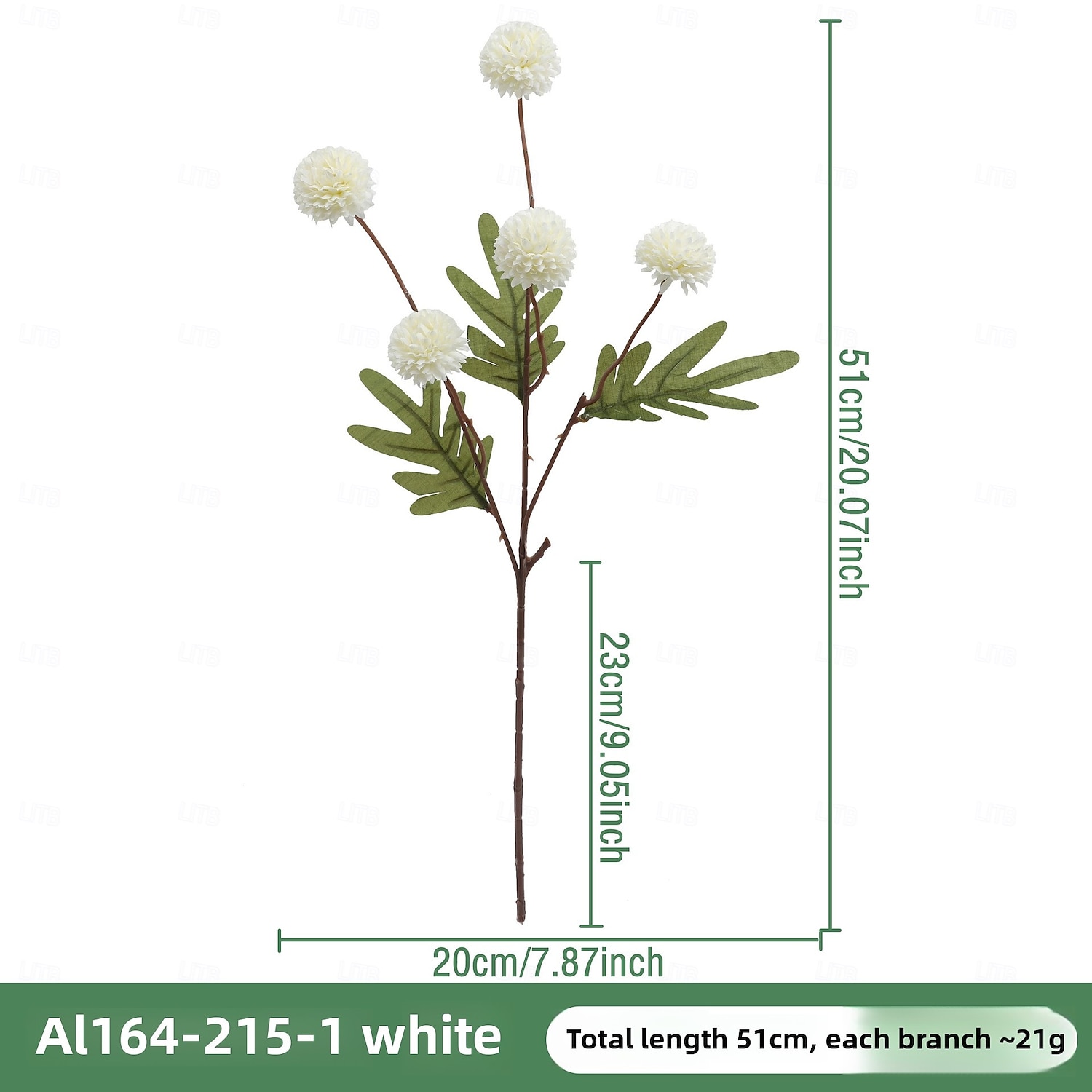 1 maço de flores de dente-de-leão simuladas com 5 flores de bola de pingue-pongue, flor artificial de plástico de galho único para decoração de casamento, adereço interno, arranjo floral artificial de 2025 por $7.99 –P5