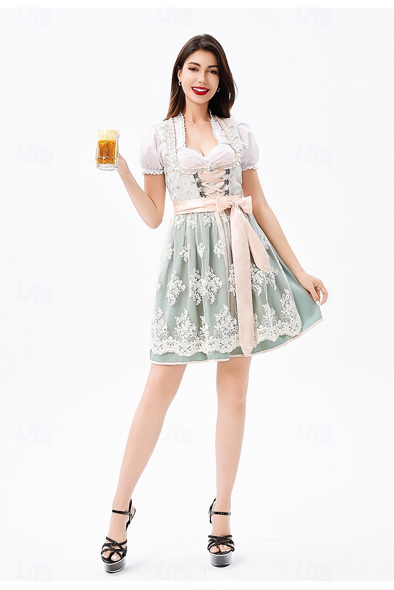 Oktoberfest Mekot Pusero / hame dirndl impi baijerilainen Saksa München Niityt Naisten Karnevaali Olutfestivaali Perinteinen tyyli kangas Pusero Leninki Esiliina 2025 - $59.99 –P4