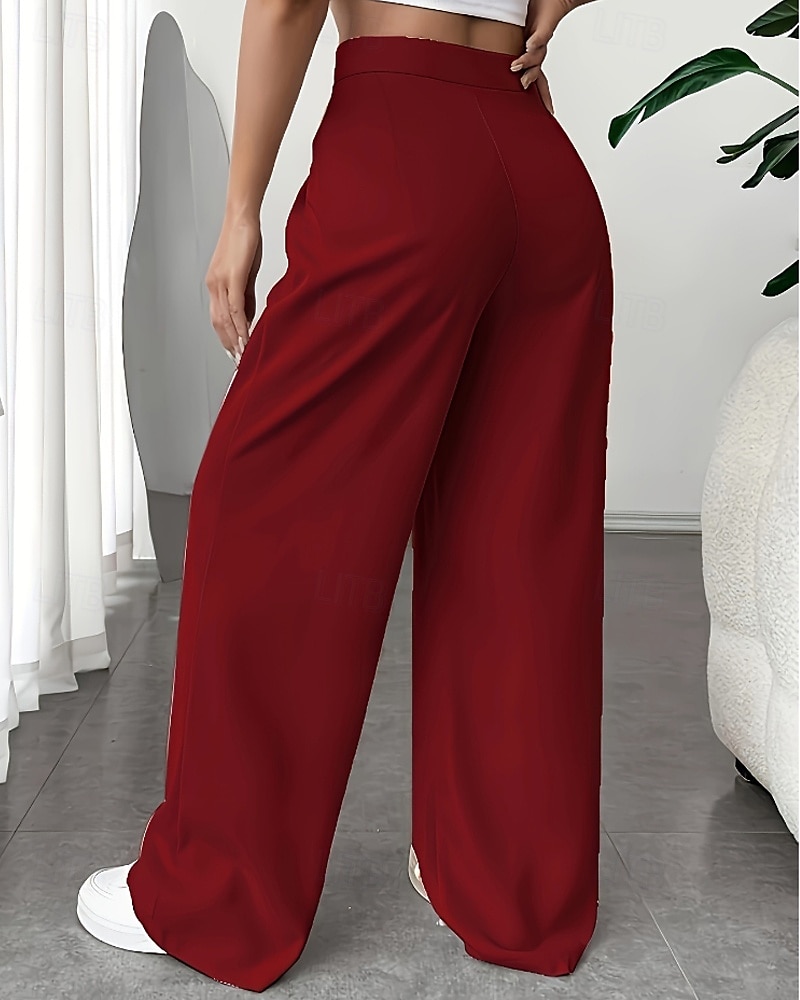 Per donna Gamba larga Pantaloni Eleganti Pantaloni Elegante Lunghezza intera Naturale Semplice Tasca Comodo All'aperto Confortevole All'aperto Ferie Weekend Verde mela Vinaccia Verde translucido del 2025 a $22.99 –P20