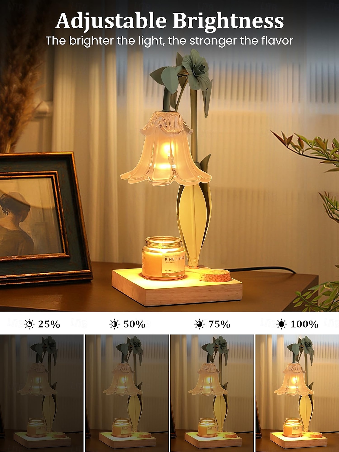 Chauffe-bougie à fleurs avec minuterie, chauffe-bougie à intensité variable, chauffe-bougie à hauteur réglable, convient à toutes les bougies en pot, chambre à coucher, salon, décoration de la maison, de 2025 ? $155.99 –P5