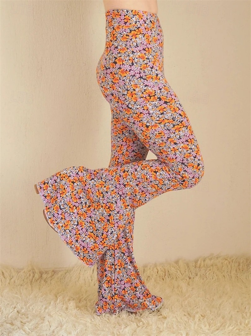 Retrò Vintage Boho Anni '70 Pantaloni a zampa d'elefante leggings svasati Pantaloni a zampa Hippie Disco Vita alta Tribale Costume Per donna Halloween Carnevale Vacanza Festival Musicale Festival del 2026 a $21.99 –P3