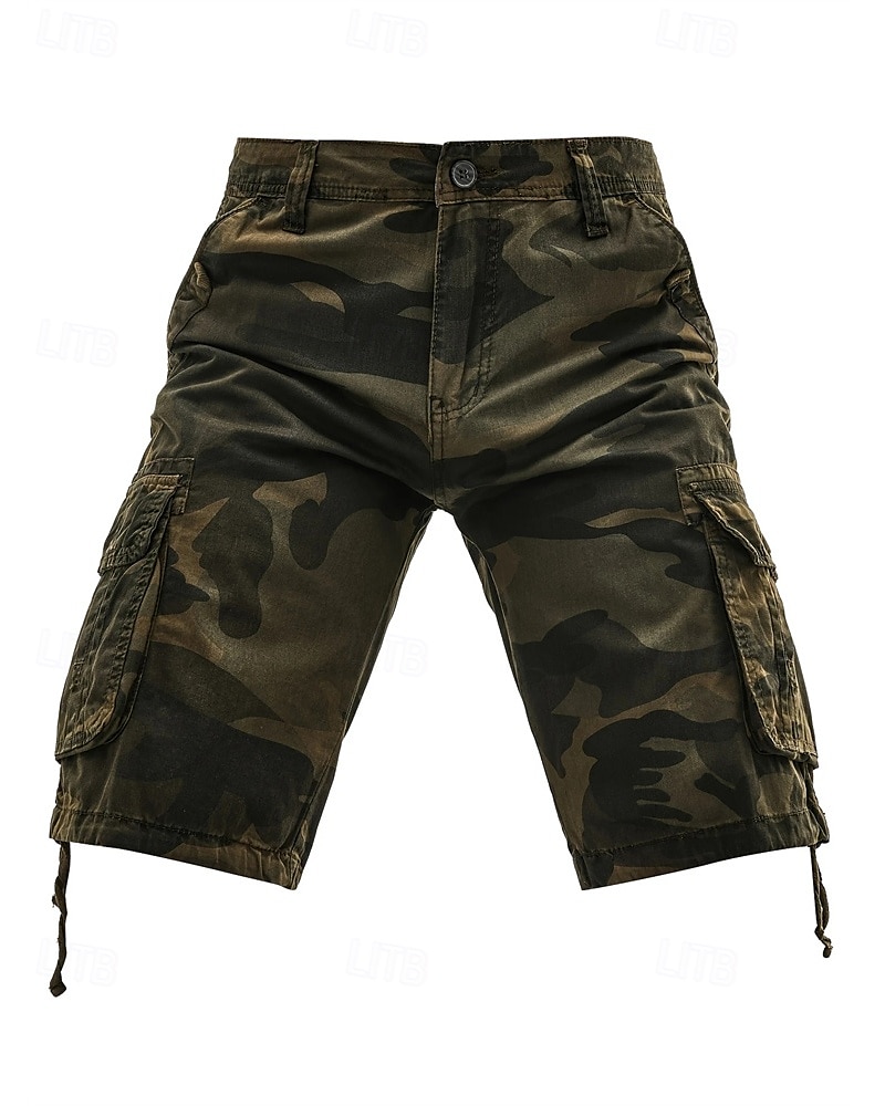 Homens Bermuda Cargo Shorts camuflados Calção Shorts de verão Bolso multi Bolso com aba Côr Camuflagem Conforto Vestível Comprimento do joelho Ao ar livre Esporte Diário Moda Casual Azul Marinho Cáqui de 2025 por $30.99 –P11