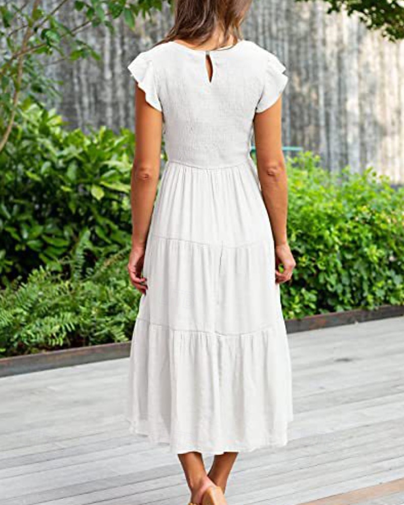 Femmes Robe Midi Robe Blanche Robe de remise des diplômes Mode Anniversaire Date Fête du thé Coupe régulière Uni Sans manches Col ras du cou Noir Blanche Vert Claire Vert Véronèse Été de 2025 ? $25.99 –P4