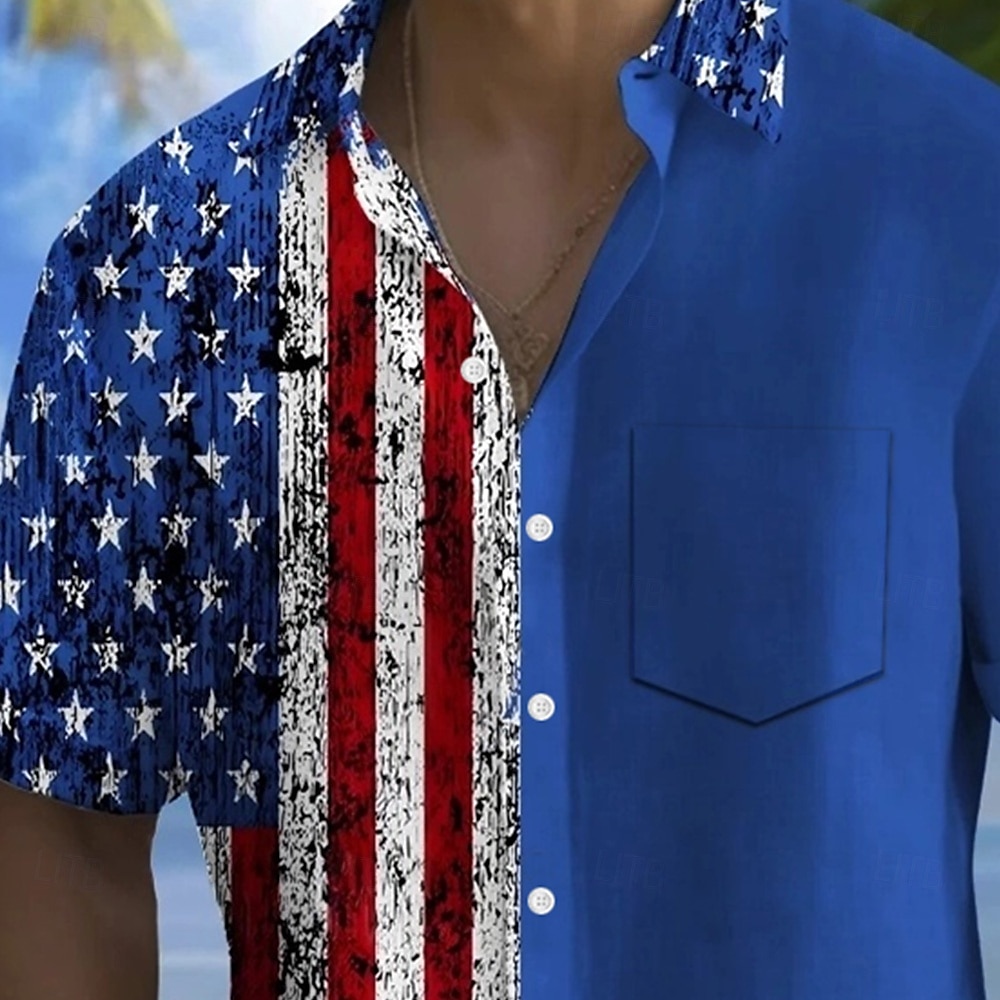 Independence Day Men's American US Flag Patriotic Fourth of July Shirt Summer Shirt Button Up Shirt Short Sleeve Fashion Casual Holiday Summer Spring Turndown 3D Print Collared Shirts Front One Pocket 2025 - $23.99 –P5