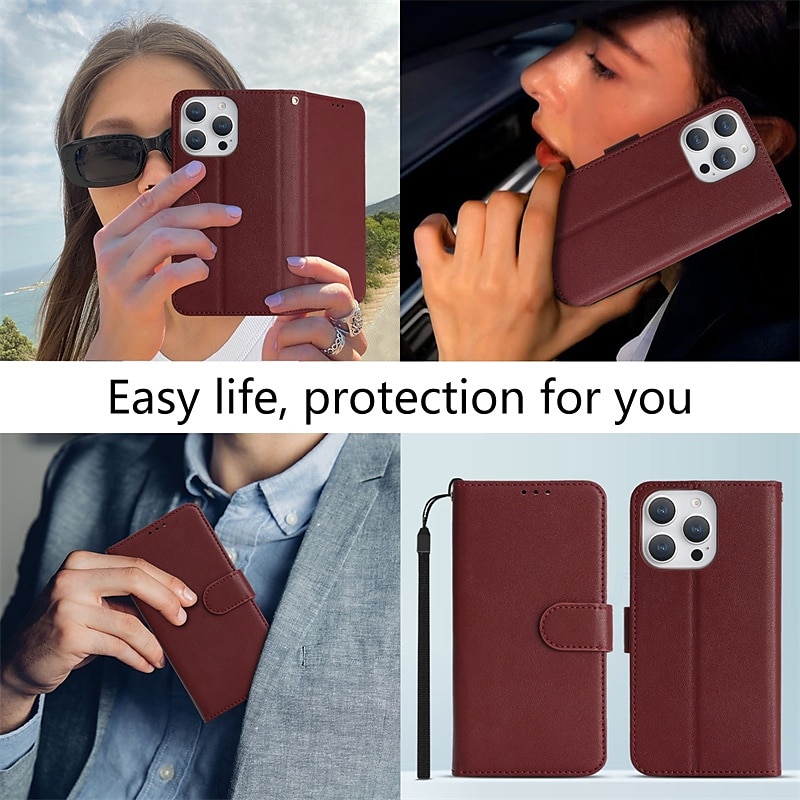 Flip Phone Case with Lanyard for iPhone 16/15/14/13/12 Pro Max/Plus – Shockproof Retro Cover, TPU+PC+PU Leather 2025 - $19.99 –P7