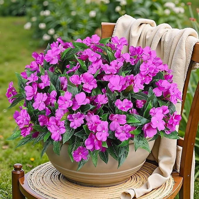 Lot de 6 bouquets de fleurs artificielles d'impatiens pour décoration extérieure, bouquet de fleurs en soie, fausses plantes résistantes aux UV pour jardin, véranda, jardinière, balcon, décoration de 2025 ? $36.99 –P10