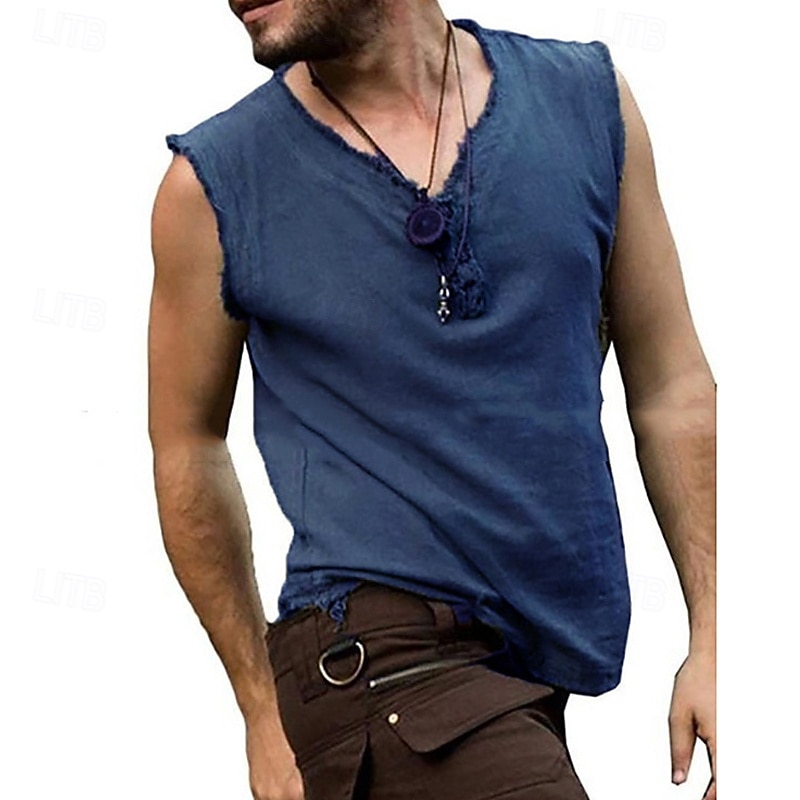 Men's Tank Top Vest Top Undershirt Sleeveless Shirt Sleeveless V Neck Summer Plain Fashion Designer Basic Classic Vacation Street Going out Black Wine Blue Top Tee for Men 2025 - $18.99 –P5