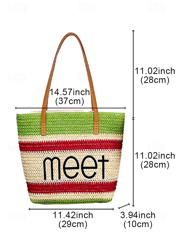 Kleurrijke zomertas voor dames met "zomer" print - stijlvolle gehaakte strandtas voor op vakantie en aan het zwembad 2025 - $18.99 –P10