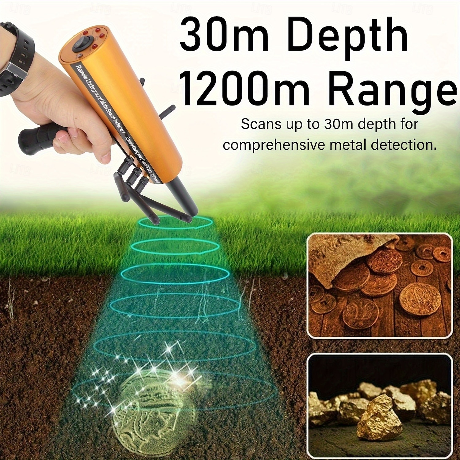 Metal Detector 30m Depth 1200m Range 6 Antenna Highly Accurate Metal Pinpointer Handheld Golden Diamond Miner Detector Metal Finding Detector Remote Search Underground Metal Device for Silvery Copper 2025 - $247.89 –P12