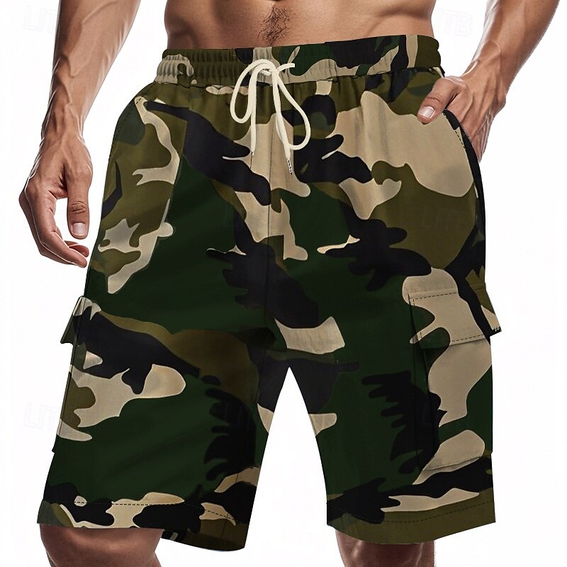 Per uomo Pantaloncini cargo Shorts Pantaloncini Estivi Coulisse Elastico in vita Multi-tasche Mimetico Comodità Indossabile Lunghezza al ginocchio All'aperto Sport Quotidiano Moda Casual Verde del 2025 a $18.99 –P3