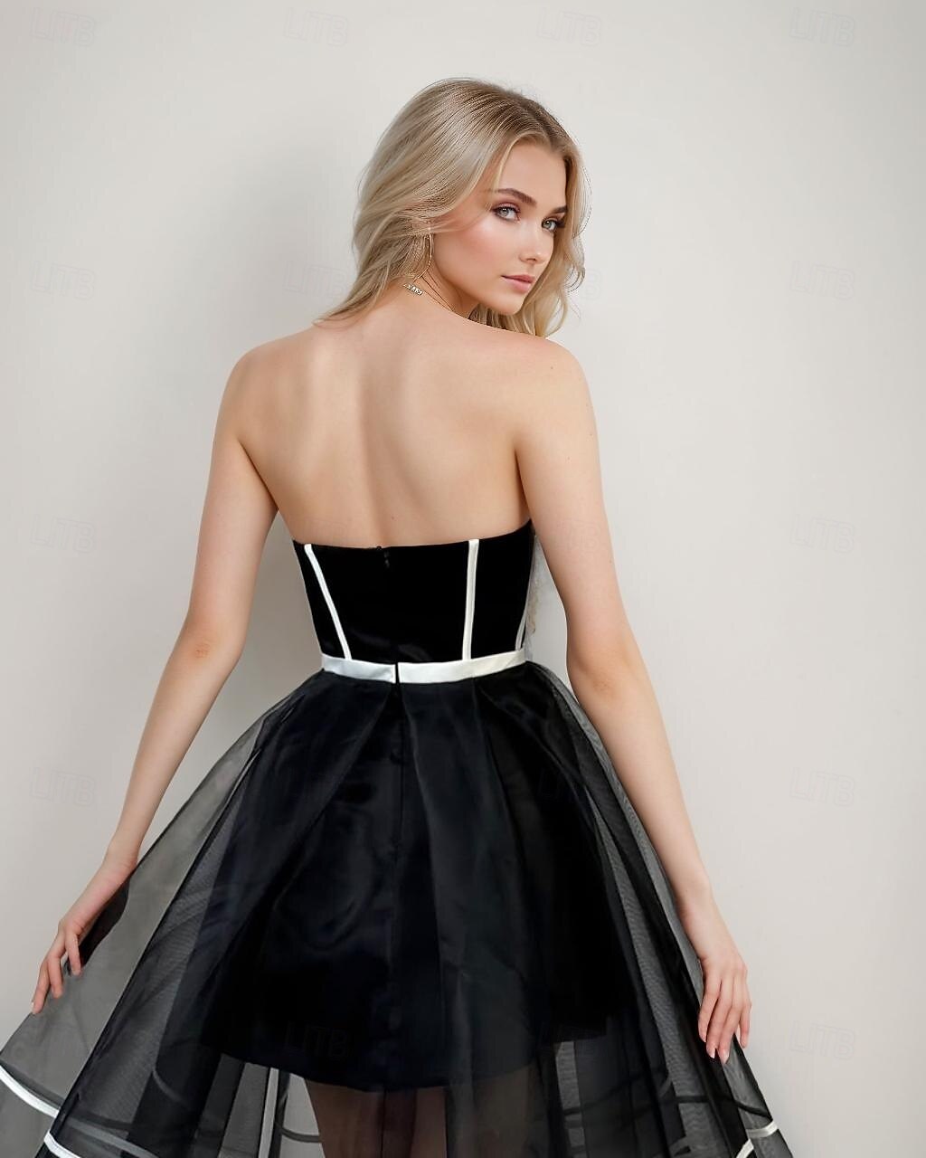 Ball Gown A-vonalú Hazatérő Ruhák Elegáns Ruha Crinoline Ruha Formális Korse Ruha Esküvő Rövid  Mini Ujjatlan Pánt nélküli Átalakítható Szatén Ráncolt Bújtatóval 2025 - $110.99 –P2