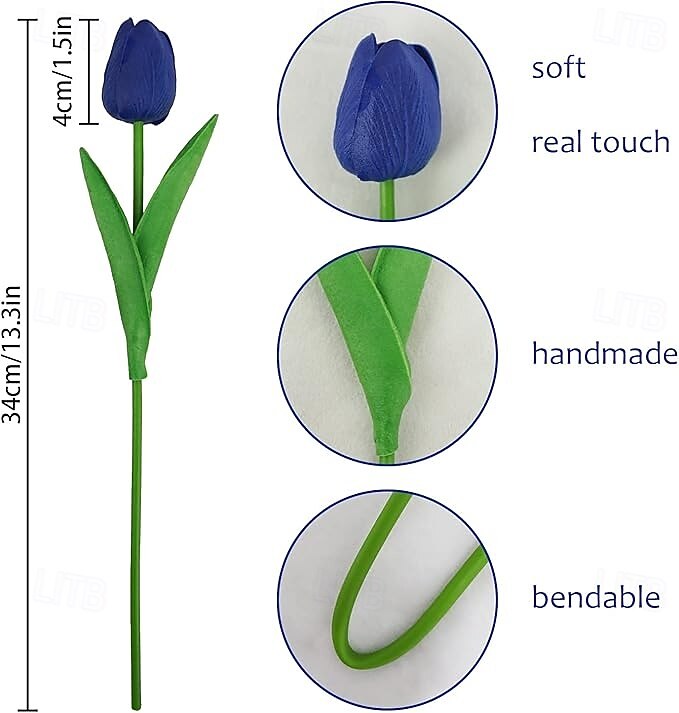 18 db igazi tulipán, mesterséges hazafias virágok július 4-i dekorációra, temetői virágok sírvázába, emléknapra, függetlenség napjára, dekoráció 2025 - $21.99 –P1