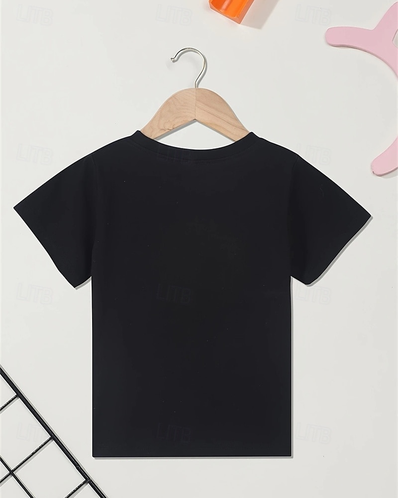 100% Cotton Kids Girls' Black Unicorn Letters T shirt Tee Crew Neck Short Sleeve Outdoor Vacation Daily Classic Casual Print Summer 2025 - $13.99 –P3