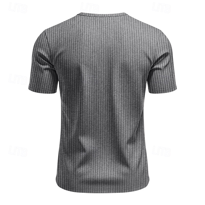 Men's T Shirt Henley Shirt Tee Short Sleeve Shirt Short Sleeve V Neck Summer Plain Fashion Designer Basic Jacquard Vacation Street Going out Black White Khaki Top Tee for Men 2025 - $16.49 –P5