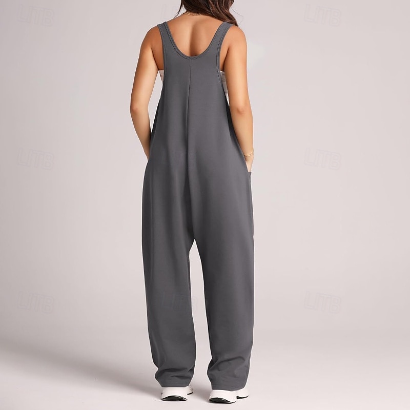 Damskie Normalny Kombinezon Moda miejska Jednokolorowe Bez rękawów Dekolt w kształcie litery U Kieszeń Ulica Codzienny Regularny Czarny Jasnozielony Rumiany róż Lato 2025 - $24.99 –P16