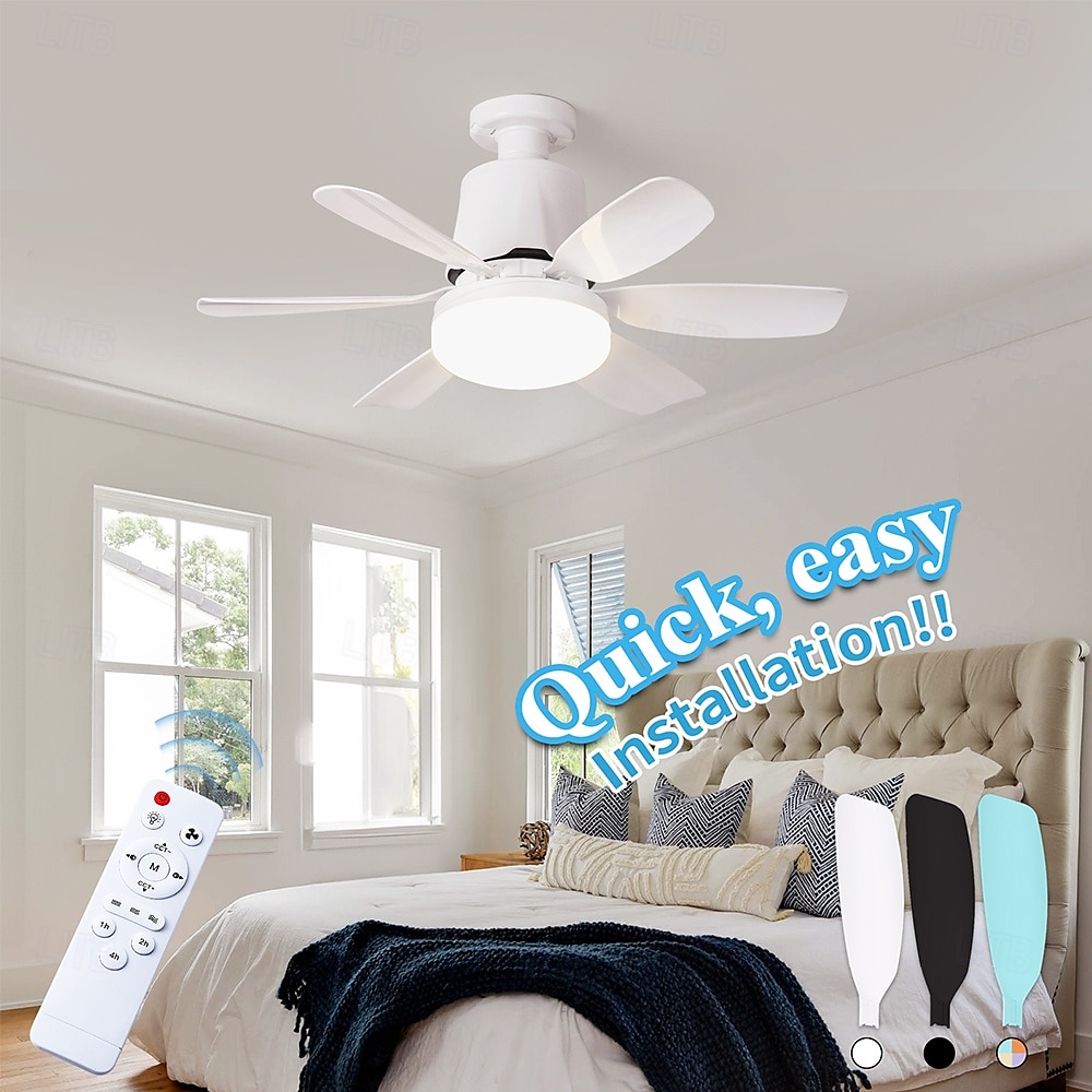 1 Pc 42cm/16.5 Inch Socket Fan Light with Remote, Small Ceiling Fans with Lights, LED Light Bulb Fan, Easy Install Screw-in E26/E27 Base for Bedroom Kitchen Garage Living Room 2025 - $32.99 –P9