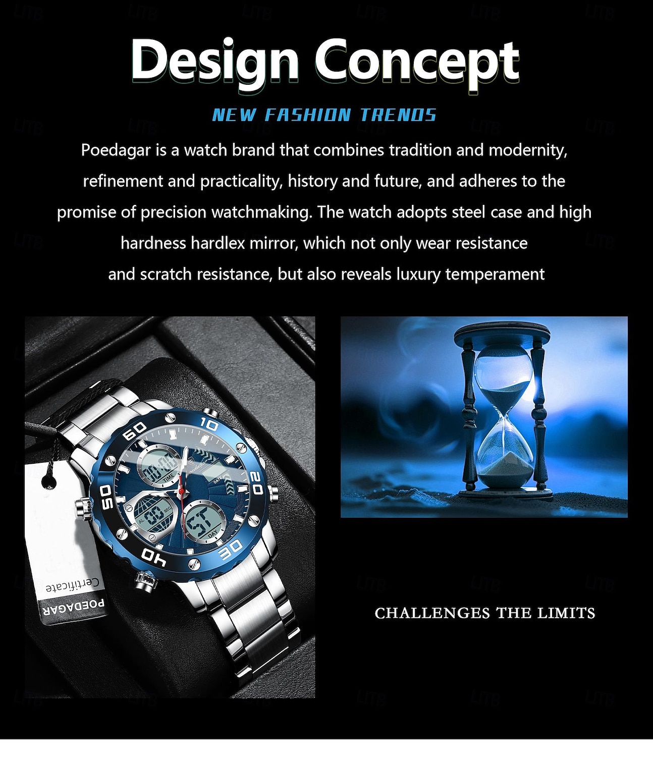 Reloj de pulsera deportivo para hombre, con alarma LED, pantalla de doble horario, reloj digital de cuarzo para hombre, reloj electrónico resistente al agua para hombre. 2025 - $37.99 –P2