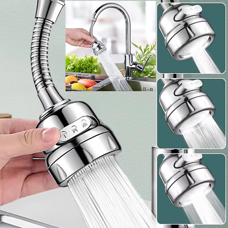 Aeratore per rubinetto da cucina, spruzzatore per rubinetto del lavello, 3 stampi, spruzzatore per rubinetto regolabile, tubi di prolunga per rubinetto girevole a 360°, booster per risparmio idrico e del 2025 a $9.99 –P1