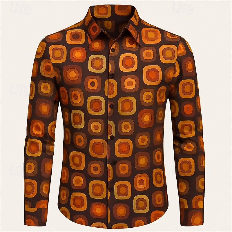 Retrò Vintage Anni '70 Camicia Disco Geometrico Costume Per uomo Halloween Carnevale Parata dell'Orgoglio Mese dell'orgoglio Festival Adulti Camicia del 2026 a $27.99 –P3