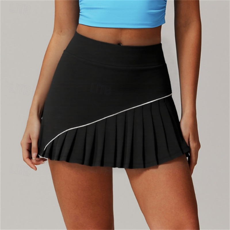 US Open Women's Tennis Skirts with Shorts Pleated Side Pockets Quick Dry Tennis Golf Pickleball Solid Colored Skort Black White Navy Blue Tennis Clothing 2025 - $27.99 –P14