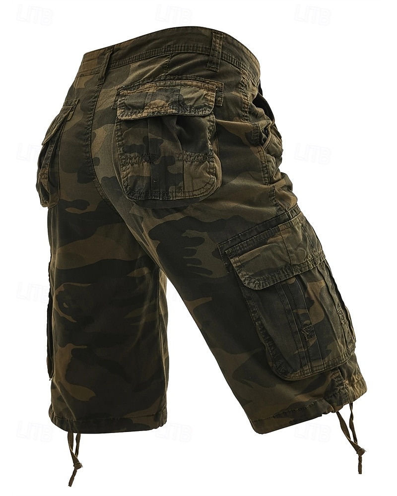 Homens Bermuda Cargo Shorts camuflados Calção Shorts de verão Bolso multi Bolso com aba Côr Camuflagem Conforto Vestível Comprimento do joelho Ao ar livre Esporte Diário Moda Casual Azul Marinho Cáqui de 2025 por $30.99 –P13