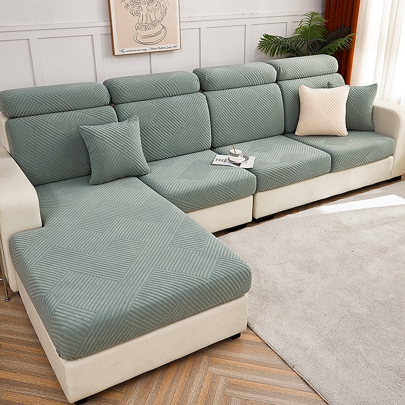Funda de cojín elástica para sofá, funda elástica para sillón seccional, sofá de dos plazas, 4 o 3 plazas, forma de L, sólida, suave, duradera, lavable 2025 - $12.49 –P18
