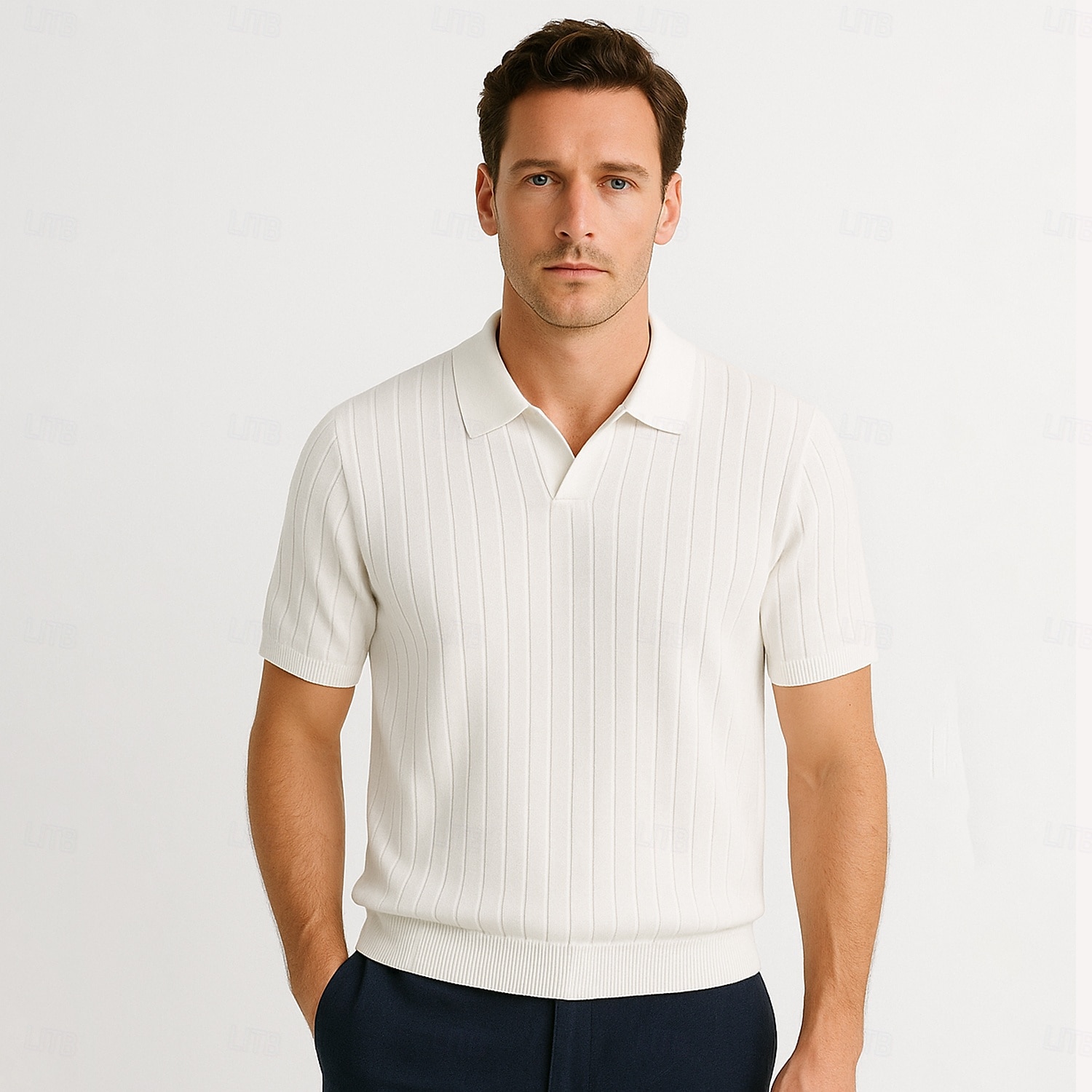 Per uomo Polo Maglione polo lavorato a maglia Affari Casuale Scollo a V Manica Corta Formale Tinta unica Novità Estate Tutte le stagioni Blu chiaro Cachi chiaro Nero Bianco Verde militare Caffè Polo del 2025 a $27.99 –P8